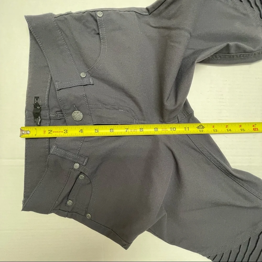 Prana Brenna Pants Skinny Ribbed Moto Skinny Jeans Gray Sz 0